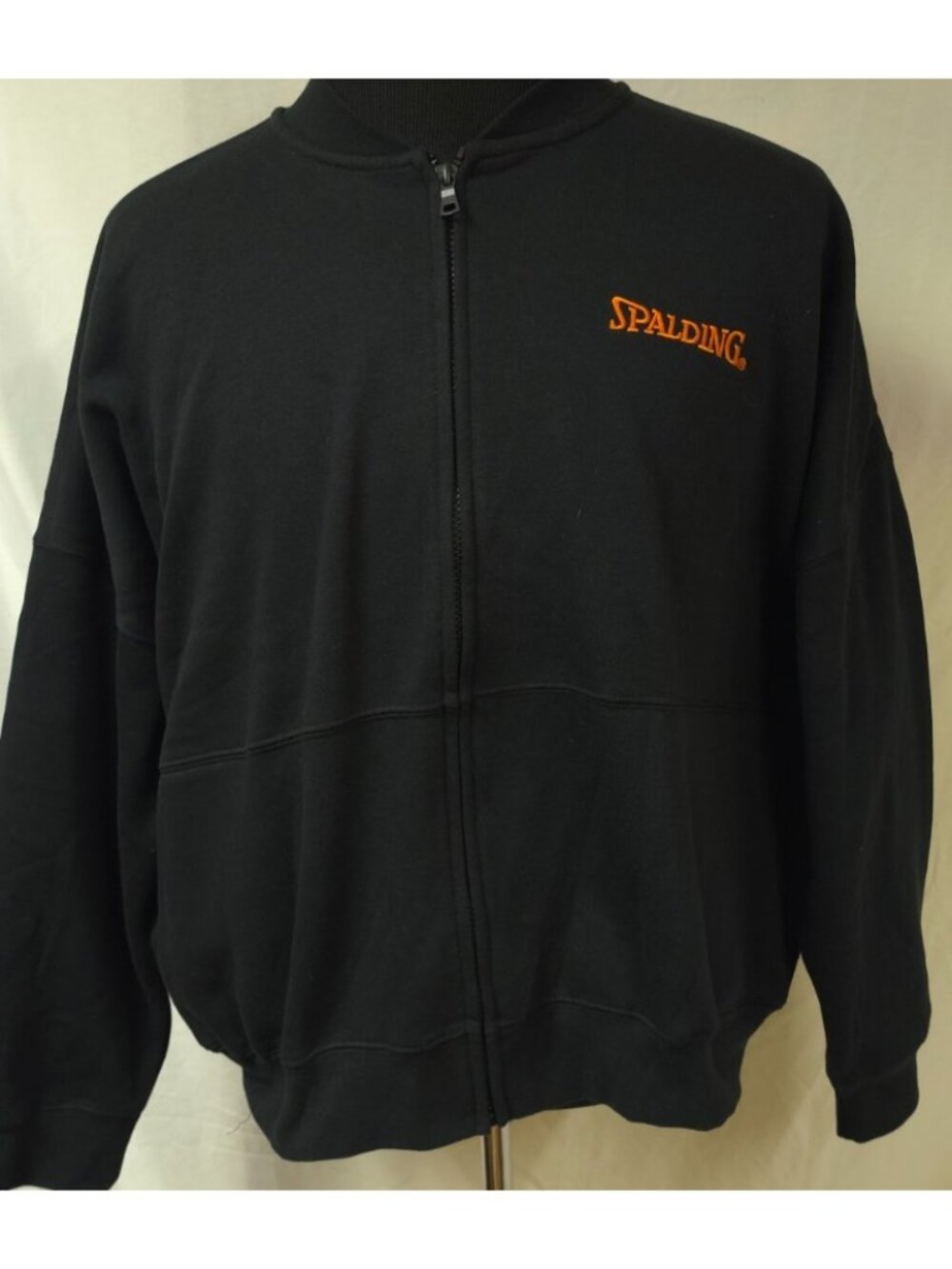Spalding Womens Zip Up Fleece Activewear Bomber Jacket with Pockets (Black, XXL)
